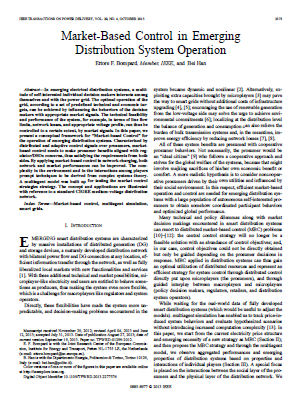 2013 - Market-Based Control in Emerging Distribution System Operation