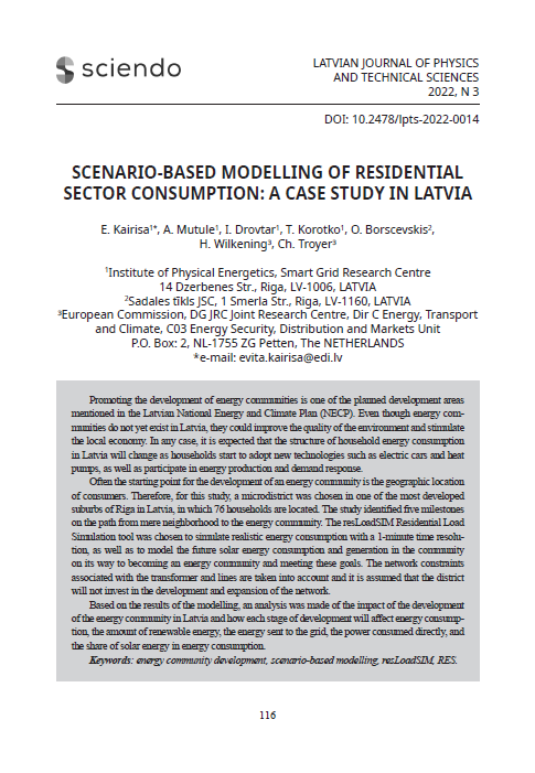 2022 - Scenario-Based Modelling of Residential Sector Consumption: A Case Study in Latvia